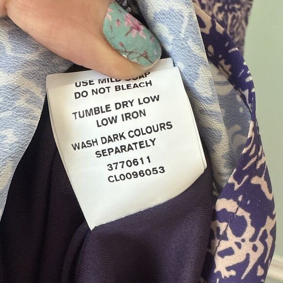 Eshakti Dress 18 White Geometric Midi Button Front Poly Garden - Picture 7 of 7